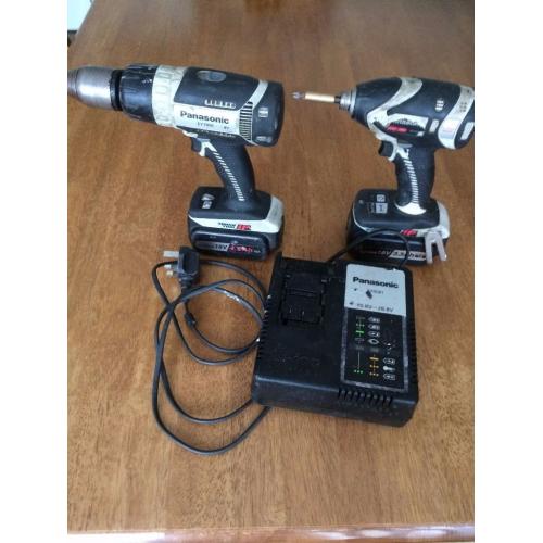 Panasonic cordless drill set 18V 3,3 and 4.2 Ah