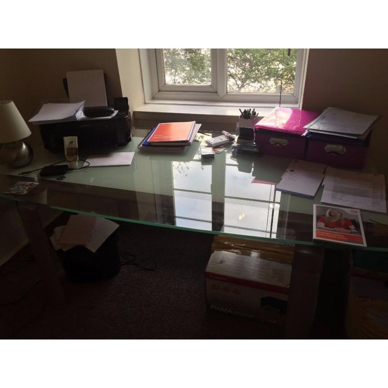 Glass dining room table or office desk