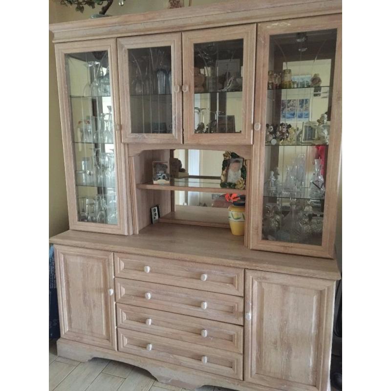 Limed Oak Glass topped Dresser