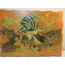 Vintage Handmade Wooden Bird Picture Decoupage Made by Artist Deirdre Drake