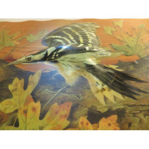 Vintage Handmade Wooden Bird Picture Decoupage Made by Artist Deirdre Drake