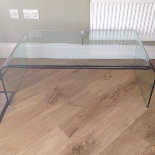 Thick Glass curved coffee Table