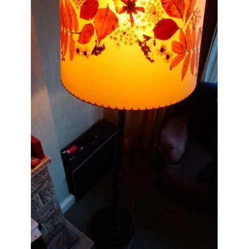 Vintage Solid Dark Wood Floor Lamp with Large Shade