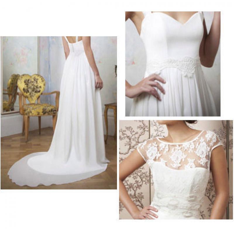 GORGEOUS GENUINE LONDON DESIGNER WEDDING DRESS-size 8/10