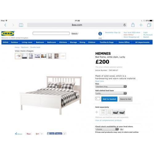 King size bed - IKEA HEMNES with mattress
