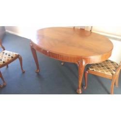 vintage dining table with 5 chairs