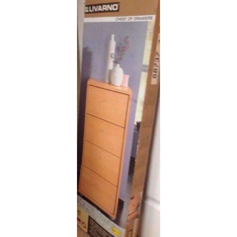 LIVARNO Solid Pine Chest of 4 Drawers - Brand New & Boxed