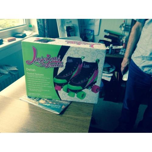 Girls roller quads , Heelys and ice skates for sale.