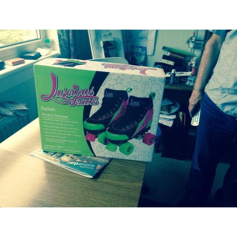 Girls roller quads , Heelys and ice skates for sale.