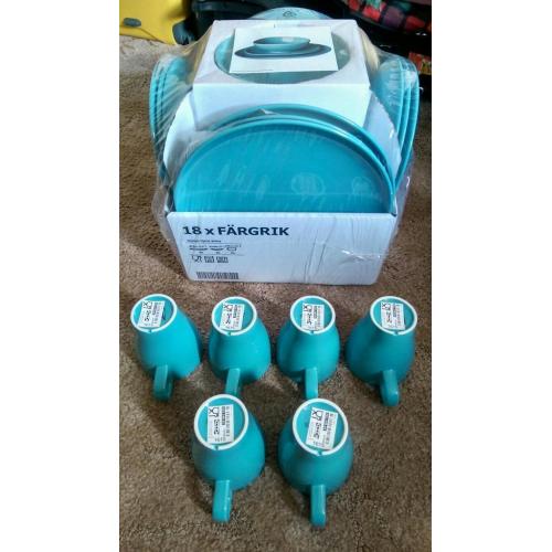 IKEA dinnerware set + mugs + mugholder (New still in the box)