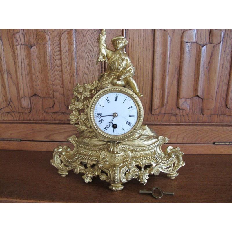 French 8day Gilt Timepiece Clock