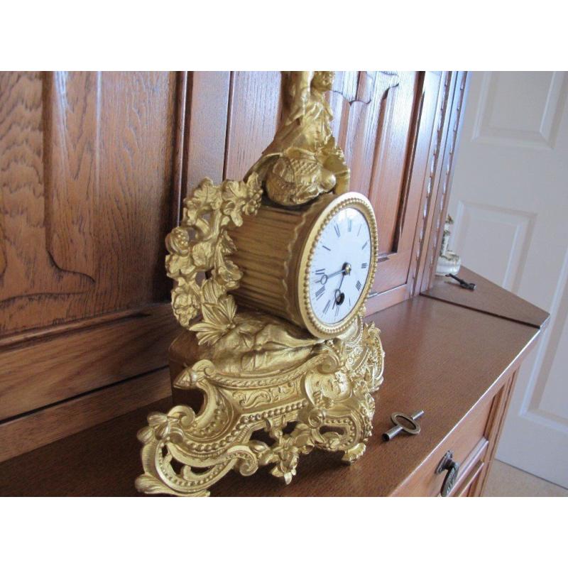 French 8day Gilt Timepiece Clock