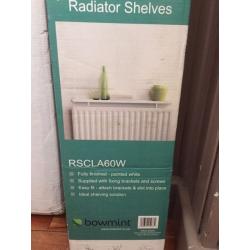 As New, White Radiator Shelf, 60cm Length, Includes Brackets