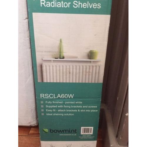 As New, White Radiator Shelf, 60cm Length, Includes Brackets
