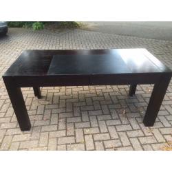 Black wood desk with 2 drawers and 'leatherette' inlay