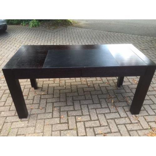 Black wood desk with 2 drawers and 'leatherette' inlay