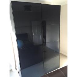 Wardrobe black glass doors