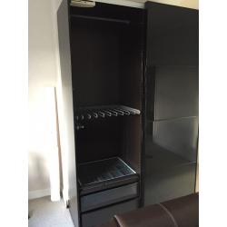 Wardrobe black glass doors
