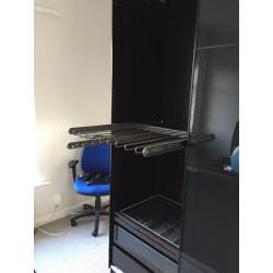 Wardrobe black glass doors