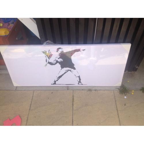 Banksy wall canvas still in protective film