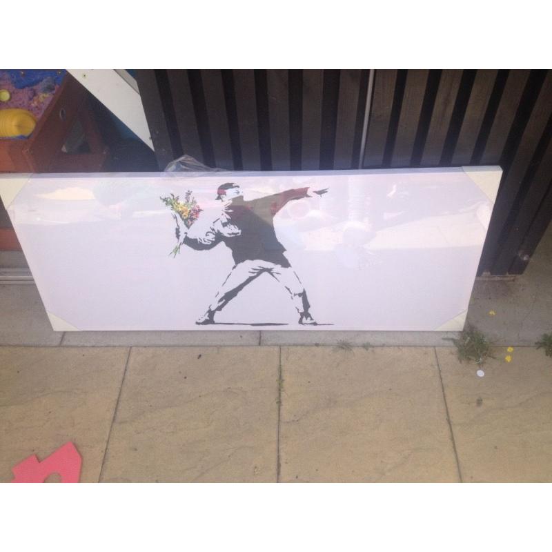 Banksy wall canvas still in protective film