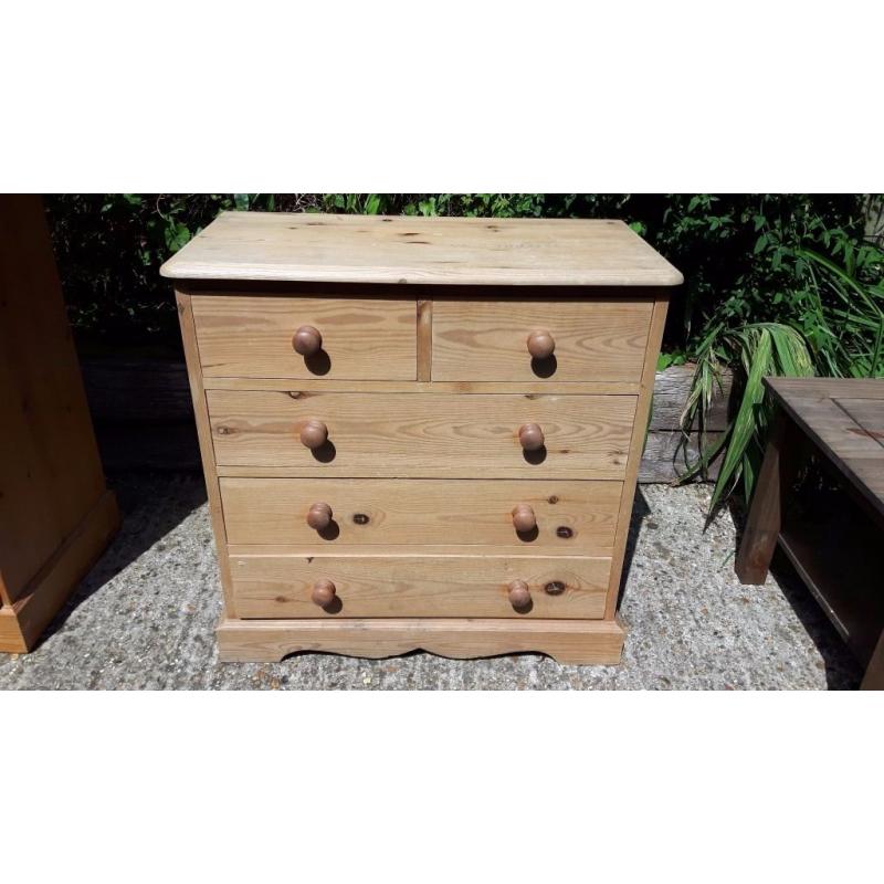 Chest of 2 over 3 drawers - solid country pine
