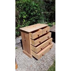 Chest of 2 over 3 drawers - solid country pine