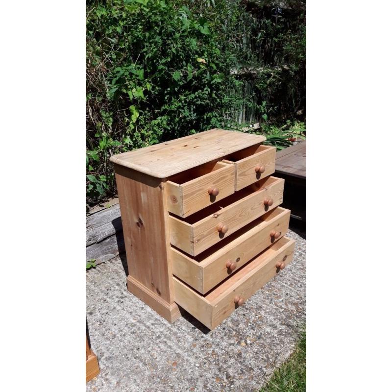 Chest of 2 over 3 drawers - solid country pine