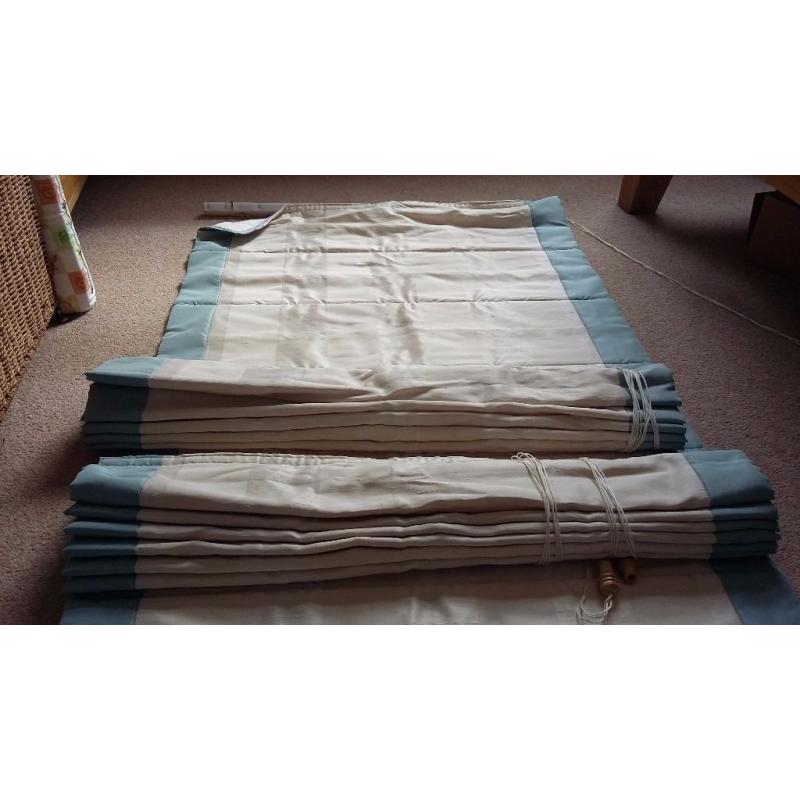 Roman blind x3 (cream & duck egg)