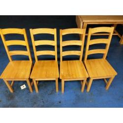 4 X SOLID OAK DINING TABLE CHAIRS (ITEM 5)