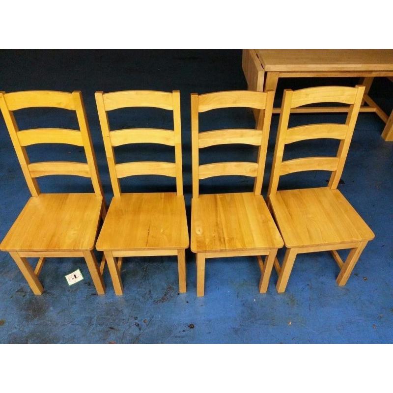 4 X SOLID OAK DINING TABLE CHAIRS (ITEM 5)