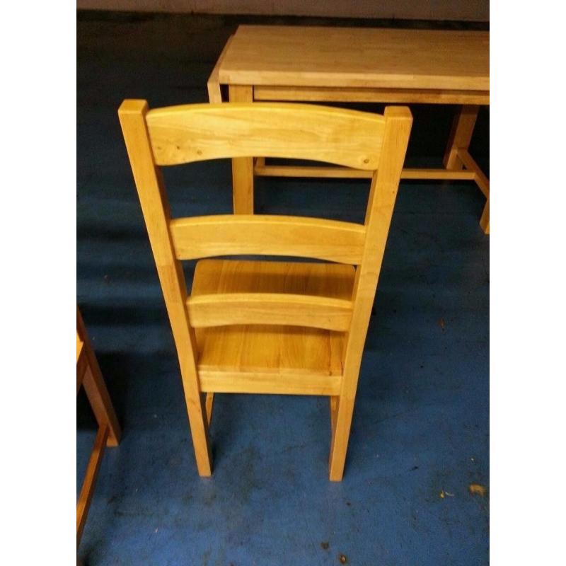 4 X SOLID OAK DINING TABLE CHAIRS (ITEM 5)