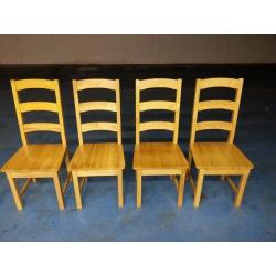 4 X SOLID OAK DINING TABLE CHAIRS (ITEM 5)