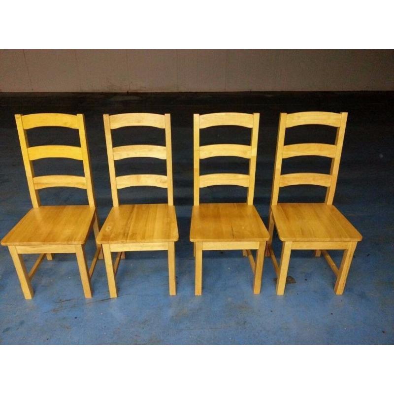 4 X SOLID OAK DINING TABLE CHAIRS (ITEM 5)