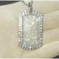 Silver Diamond Dog Tag & Chain