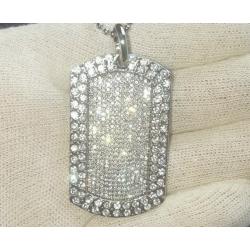 Silver Diamond Dog Tag & Chain