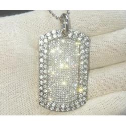 Silver Diamond Dog Tag & Chain