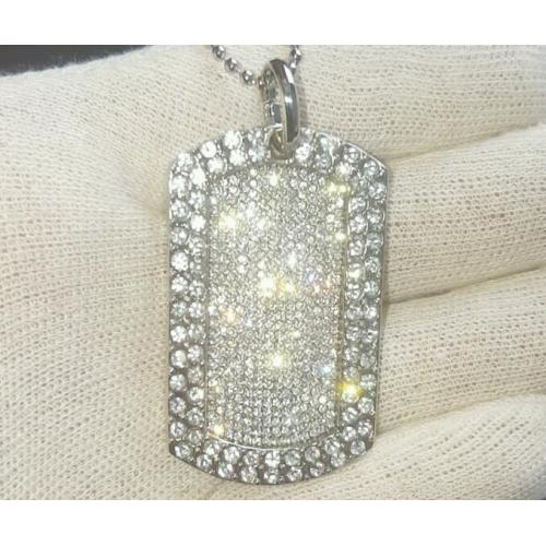 Silver Diamond Dog Tag & Chain
