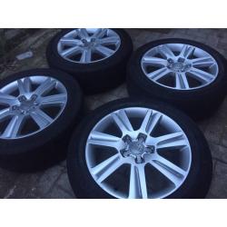 GENUINE ORIGINAL 17" AUDI SPORT LINE ALLOYS WITH 4 PREMIUM TYRES- A3 A4 QUICK SALE