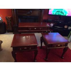 set of 3 tables .....1 console and 2 square