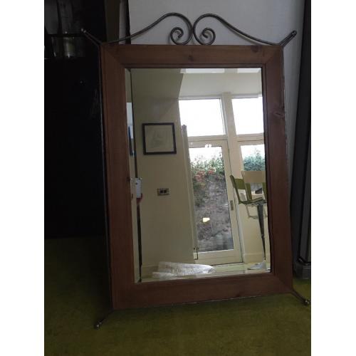 Large solid pine metal surround mirror