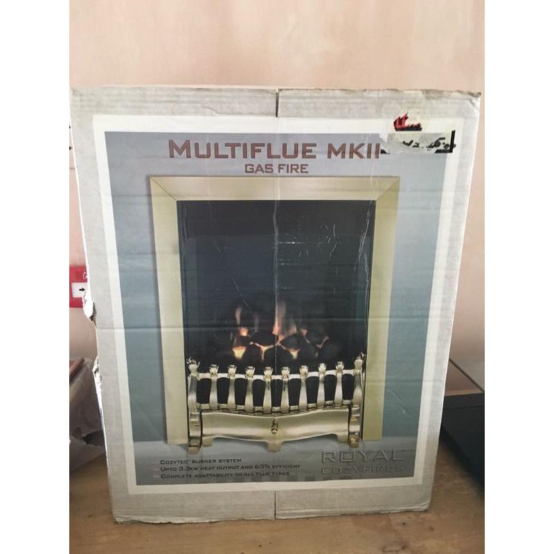 Brass inset gas fire
