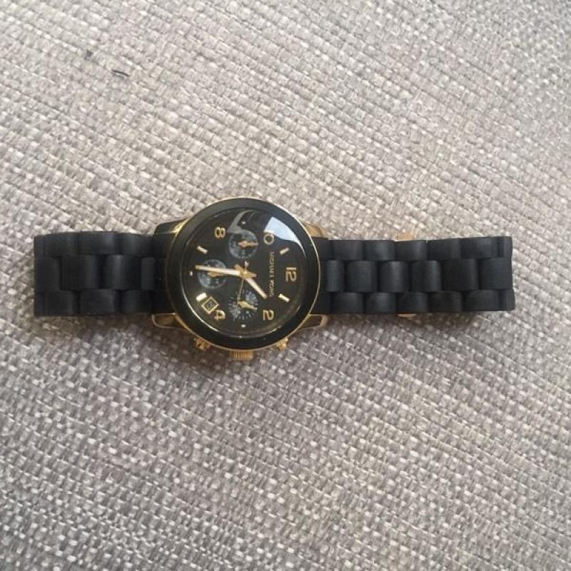 Black and gold michael kors watch