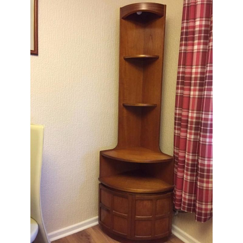RETRO 'NATHAN' TEAK CORNER DISPLAY UNIT / CABINET