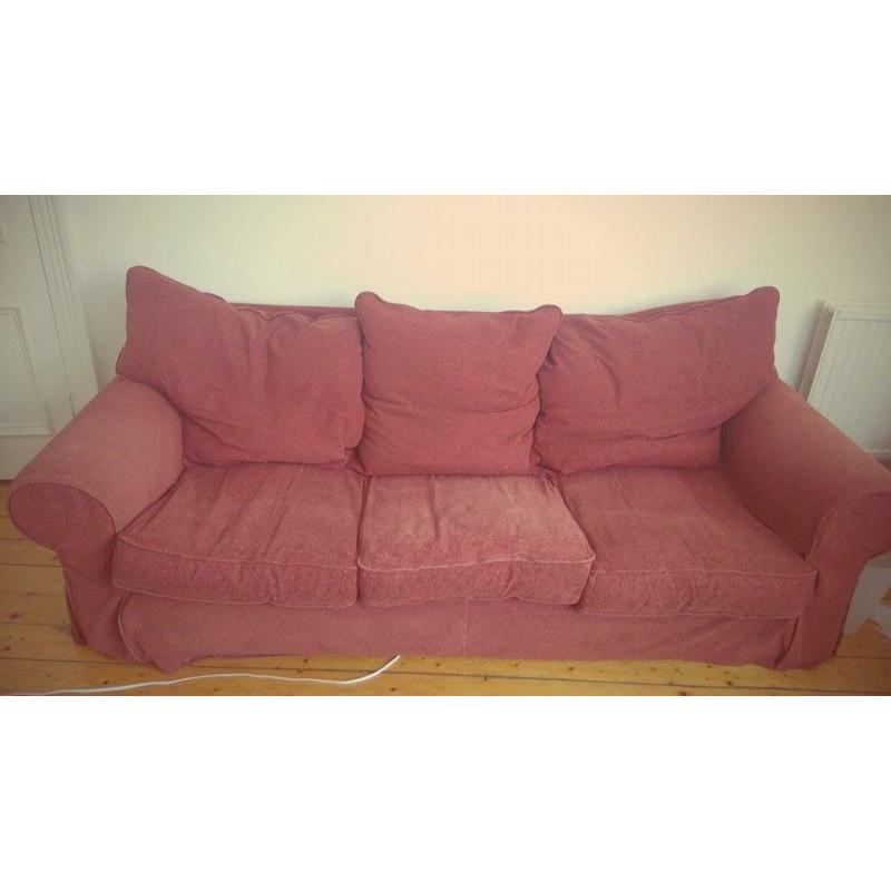 free duck feather red sofa pick up only