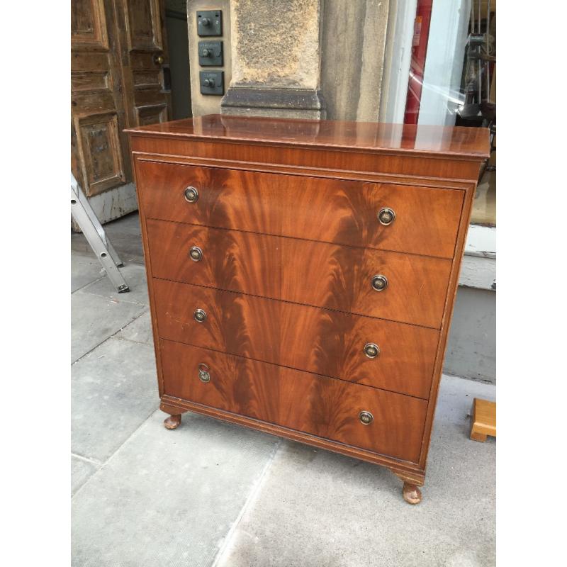 Chest of drawers , with 4 drawers . Lovely detail and original handles . Free local delivery.