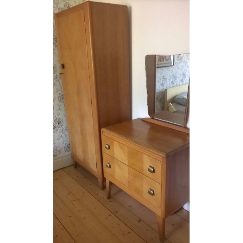 Lebus vintage retro wardrobe and dresser/chest of drawers set