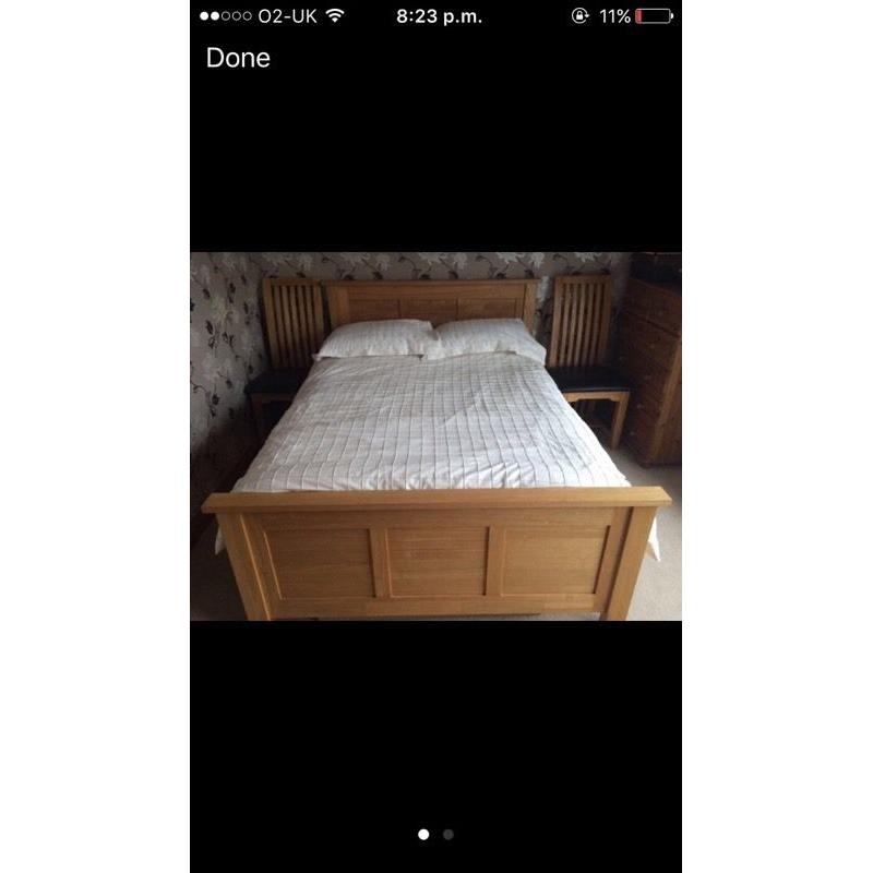 Oak King size bed with matters