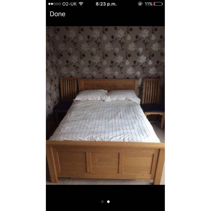 Oak King size bed with matters
