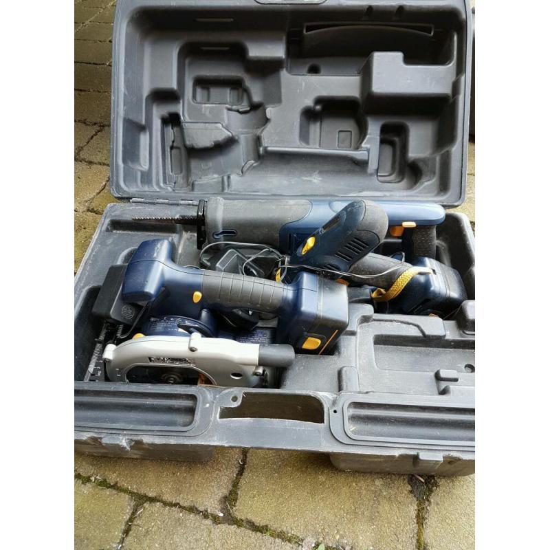 18v Drill, circ saw and recip saw in casr